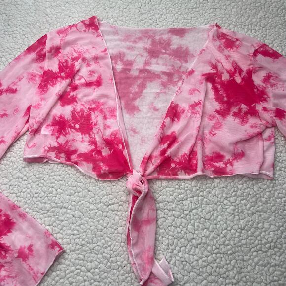 Pink Tie Dye Bikini w/ Top Cover Up Small - Picture 9 of 11